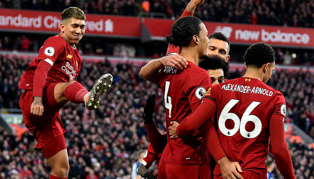 Liverpool kian menjauh dari kejaran Manchester City setelah menang atas Hove & Albion 2-1 dalam laga lanjutan Premier League. (Foto: Twitter/@LFC)