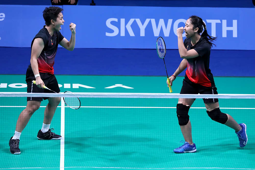 Ganda pertama Ketut Mahadewi/Apriyani Rahayu satu-satunya yang meraih kemenangan di final beregu putri. (Foto: badmintonindonesia.org)