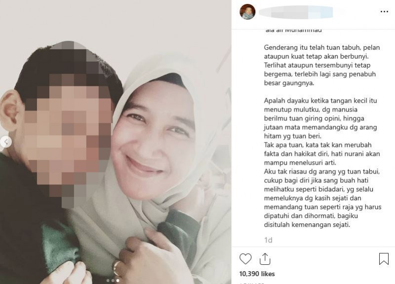 Sindiran Istri Somad di Instagram. (Foto: Instagram)