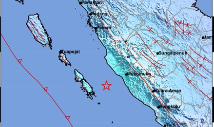 Titik gempa yang terjadi di Mukomuko, Bengkulu. (Foto: BMKG)