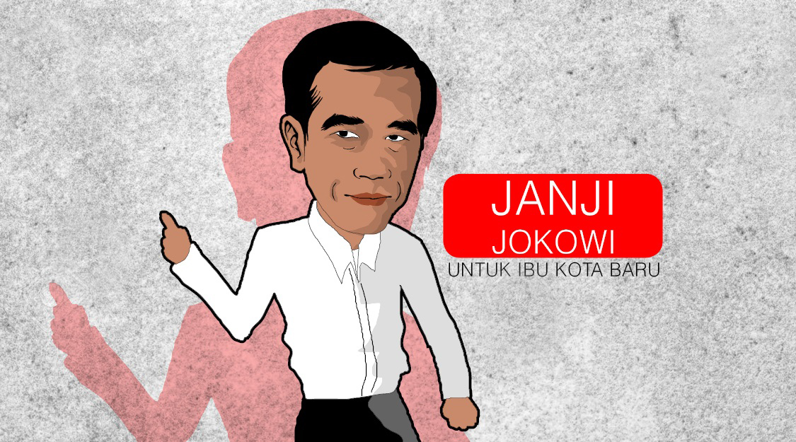 Janji jokowi untuk Ibu Kota Baru. (Ilustrasi: Vidhi/Ngopibareng.id)