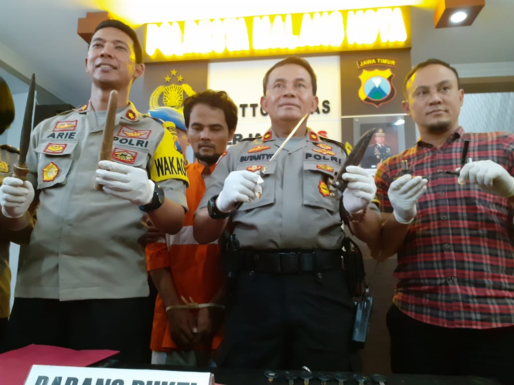 Polresta Malang Kota saat rilis kasus curanmor (Theo/ngopibareng.id)