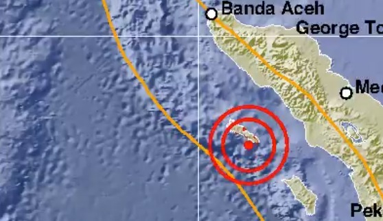 Pusat gempa di Sinabang, Aceh. (Foto: BMKG)