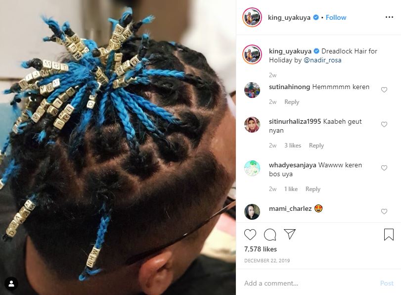 Penampilan rambut baru Uya Kuya tampak dari atas. (Foto: Instagram @king_uyakuya)