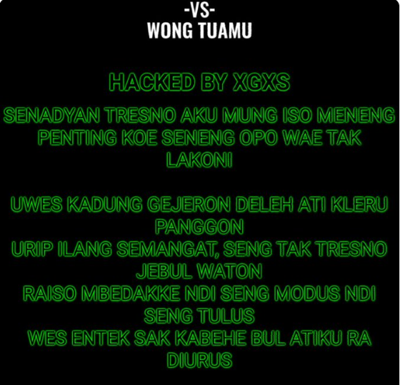 Tampilan website Pengadilan Agama Sleman saat diretas.