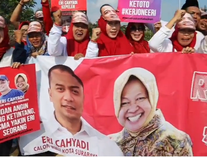 Massa yang mengampanyekan Eri Cahyadi di Taman Apsari pada Minggu 19 Januari 2020 lalu. (Foto: Istimewa)