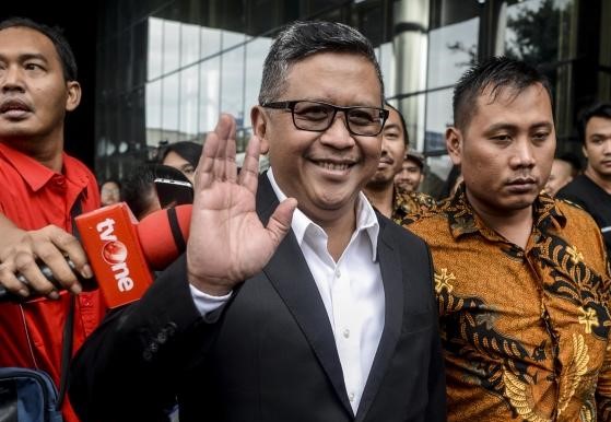 Sekjen DPP PDIP Hasto Kristianto usai menjalani pemeriksaan di KPK. (Foto: Antara)