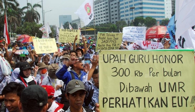 Aksi demonstrasi tenaga honorer. (Foto: Istimewa)