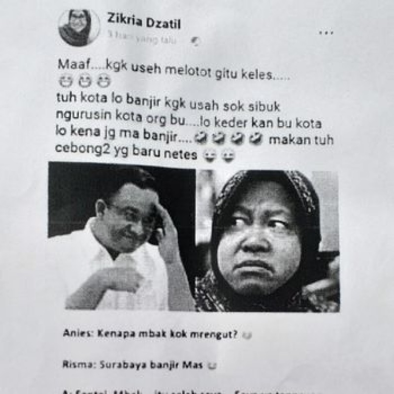 Kali ini, fotonya dibuat meme dialog disandingkan dengan Gubernur DKI Jakarta Anies Baswedan.