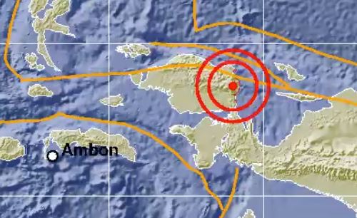 Pusat gempa di Manokwari, Papua Barat. (Foto: BMKG)