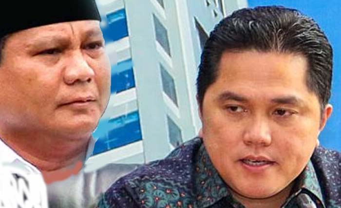 Menteri BUMN Erick Thohir dan Menhan Prabowo. (Foto:Ngopibareng)