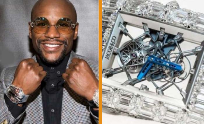 Petinju AS Floyd Mayweather memakai arloji  Jacob & Co. ‘Billionaire Watch’, 18 juta dolar AS (Rp25 miliar). (Foto:Nairaland)