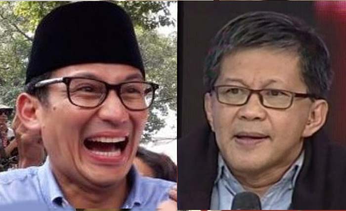 Sandiaga Uno dan Ricky Gerung. (Ngopibareng)