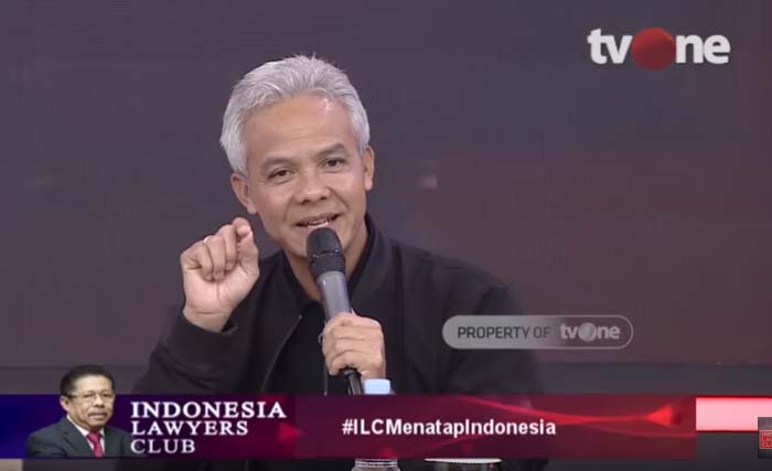 Gubernur Jawa Tengah Ganjar Pranowo saat tampil di acara ILC TV-One, Selasa malam. (Foto:Youtube)