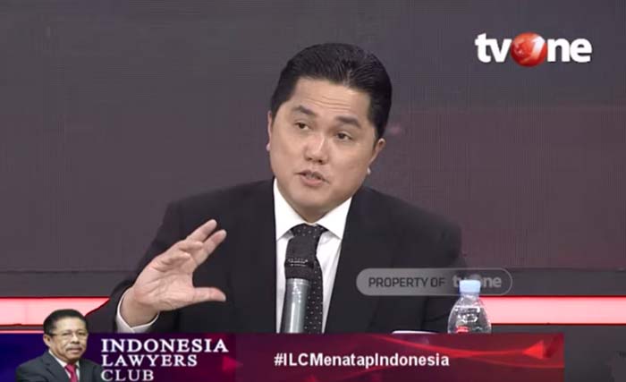 Menteri BUMN Erick Thohir saat tampil di acara ILC TV-Pne, Selasa malam. (Foto:Youtube)