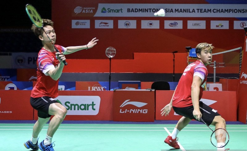 Pebulu tangkis ganda putra Indonesia Kevin Sanjaya Sukamuljo (kiri) dan rekannya Marcus Fernaldi Gideon. (Foto: Antara/Humas PBSI)