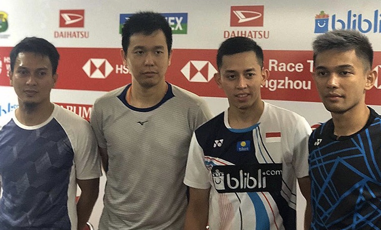 Pasangan ganda putra Hendra Setiawan/Mohammad Ahsan dan Fajar Alfian/Mohammad Rian Ardianto. (Foto: Dok/Antara)