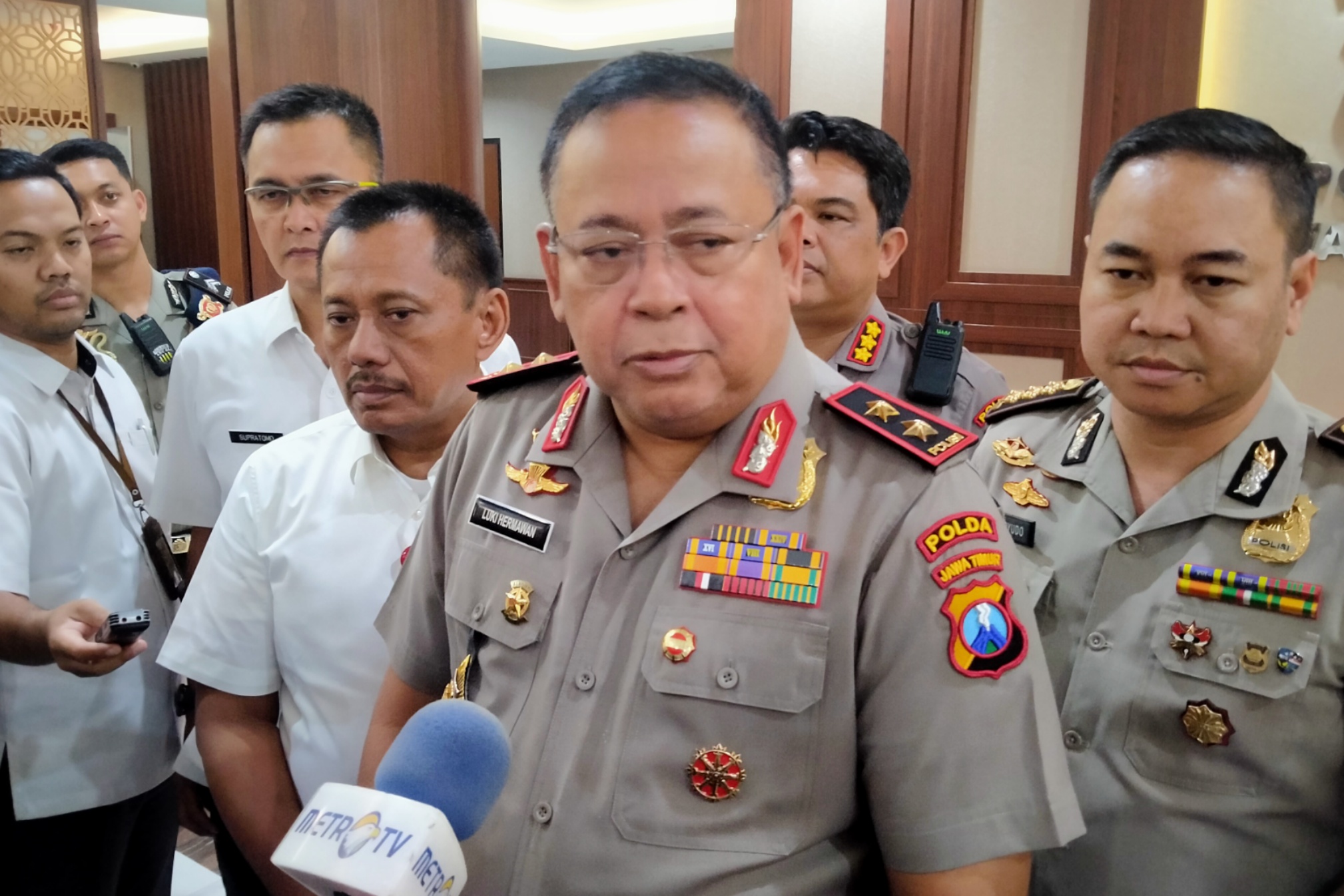 Kapolda Jawa Timur Irjen Pol Luki Hermawan usai Rakorpam di Gedung Polda Jatim, Surabaya, Rabu 19 Februari 2020. (Foto: Fariz Yarbo/Ngopibareng.id)