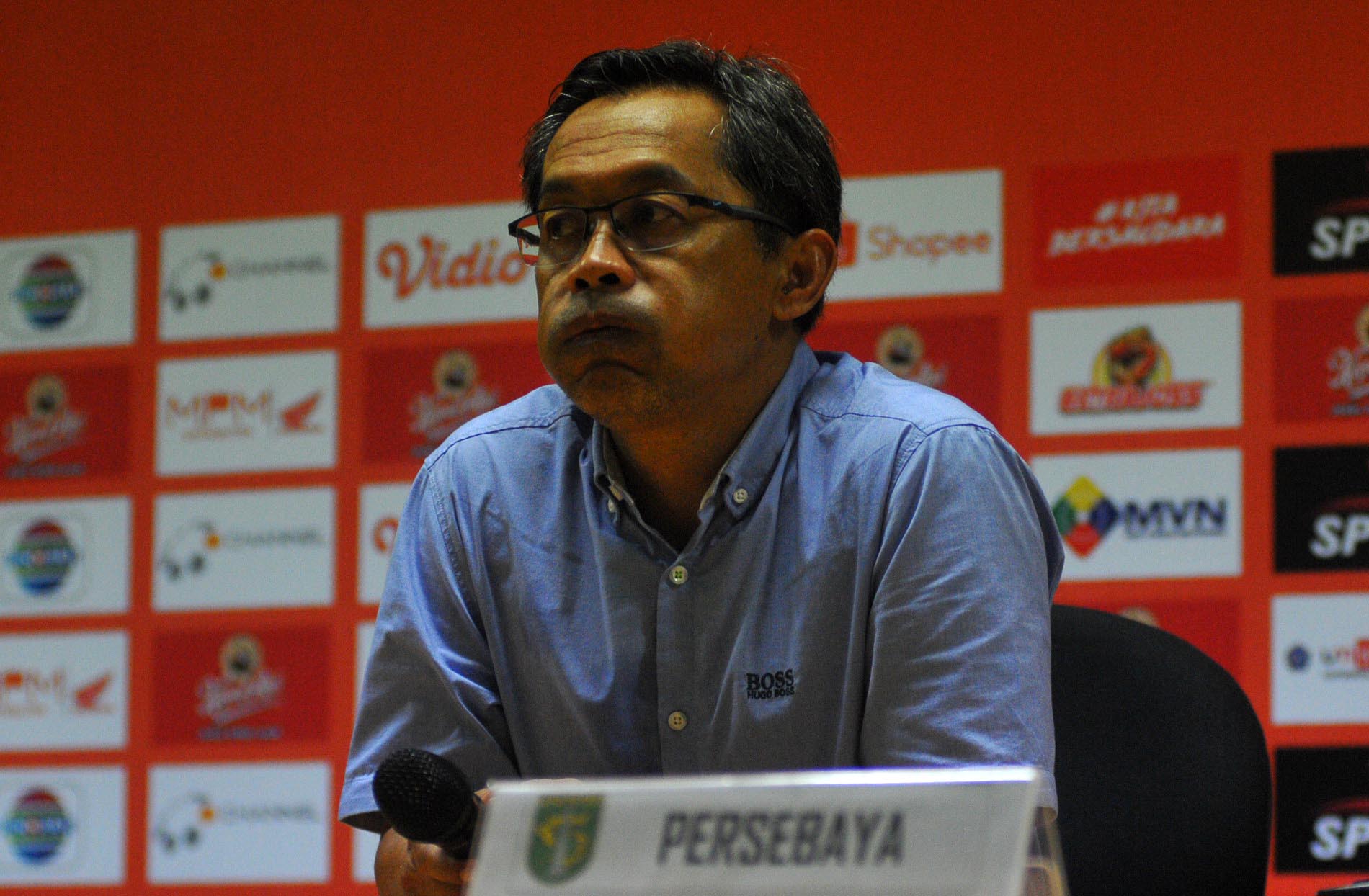 Pelatih Persebaya, Aji Santoso usai pertandingan. (Foto: Erfan Hazransyah/Ngopibareng.id)