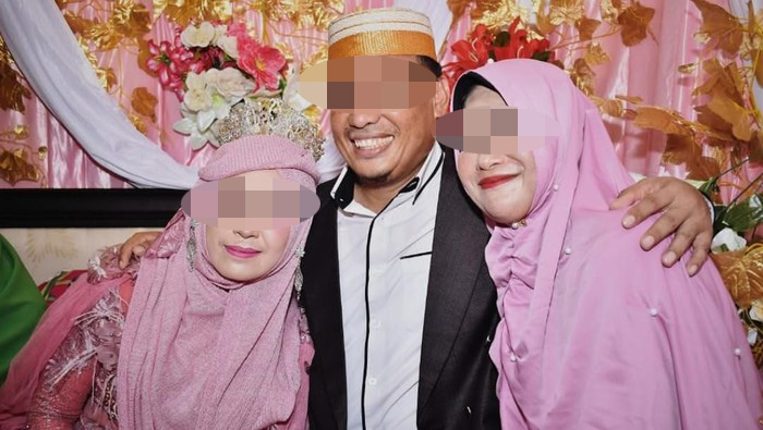 Juspiwati (kanan) mengantar suaminya, Andi Syamsir menikah lagi dengan perempuan bernama Nurfawana. (Foto: Facebook)