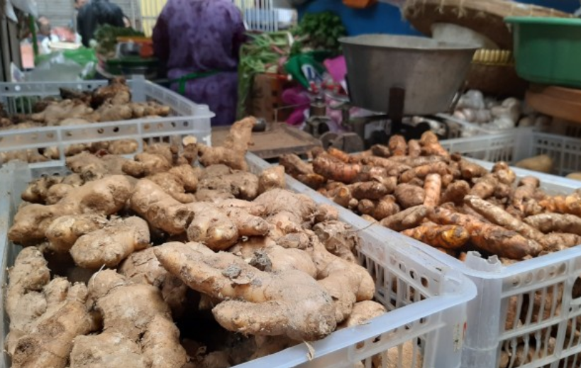 tok empon-empon yang ada di salah satu penjual pasar Soponyono, Rungkut. (Foto: Pita Sari/Ngopibareng.id)