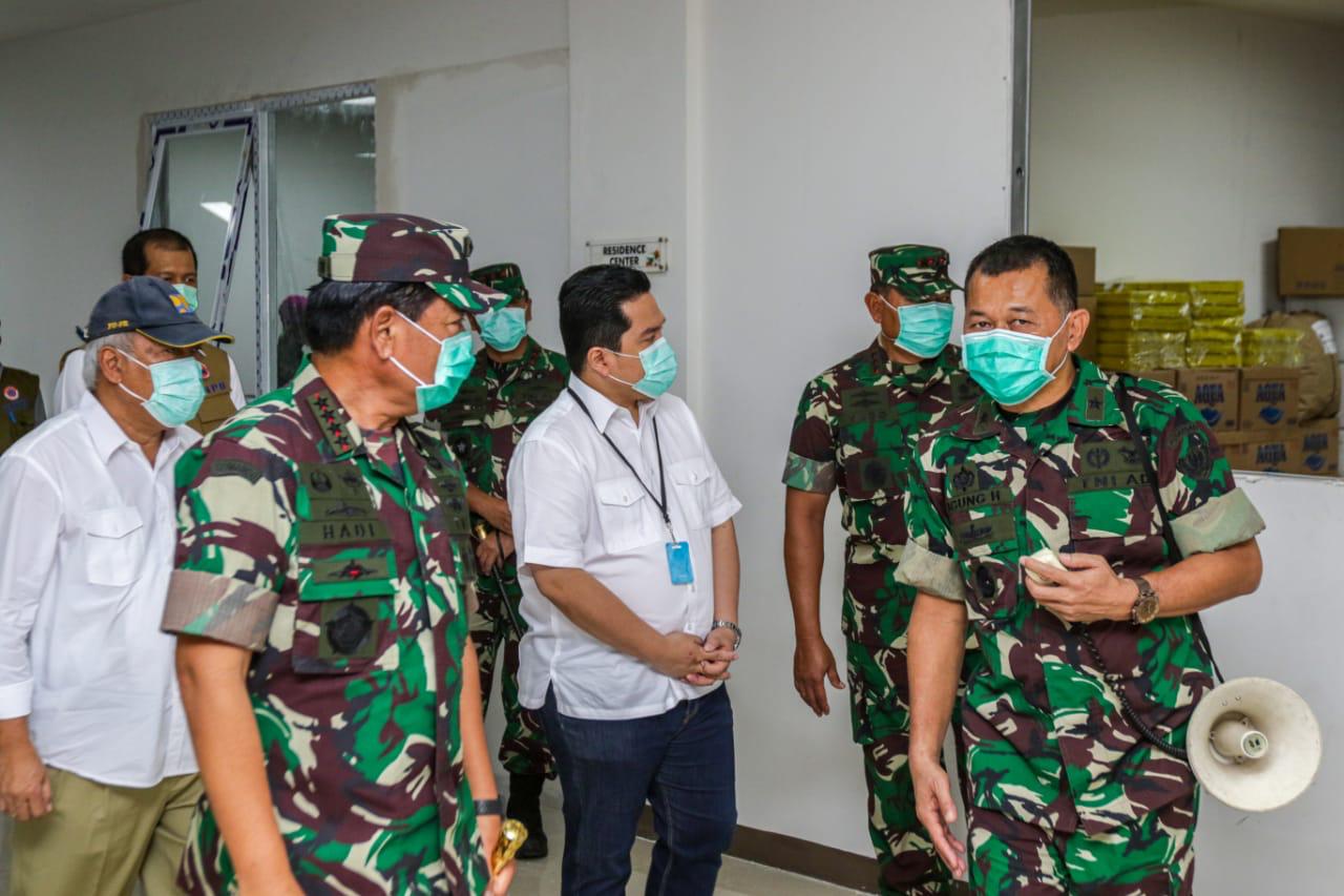 Menteri BUMN Erick Thohir bersama Tim Gugus Tugas Penanganan Covid-19 dalam persiapan Wisma Atlet jadi RS Penanganan Corona di Jakarta. (Foto:Istimewa)