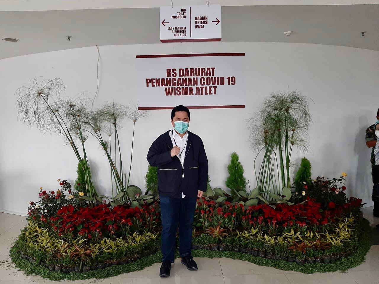 Menteri BUMN Erick Thohir bersama Tim Gugus Tugas Penanganan Covid-19 dalam persiapan Wisma Atlet jadi RS Penanganan Corona di Jakarta. (Foto:Istimewa)