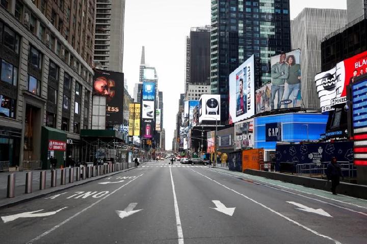 Suasana kota New York, Amerika Serikat, ketika diberlakukan lockdown. (Foto: istimewa)