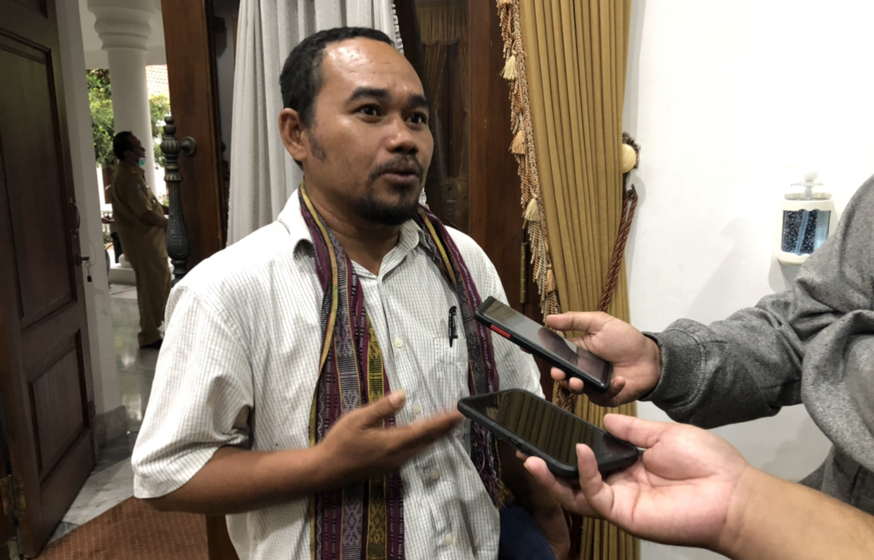 Fatkhul Khoir, Sekretaris Jenderal SPBI, usai audiensi dengan Pemprov Jatim. (Foto: Andhi Dwi/ngopibareng)