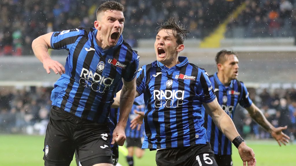 Pemain Atalanta saat merayakan gol ke gawang Valencia. (Foto: Twitter/@Atalanta_BC)