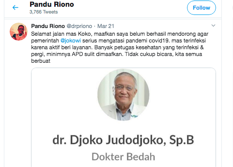 Postingan di twitter @drpriono 