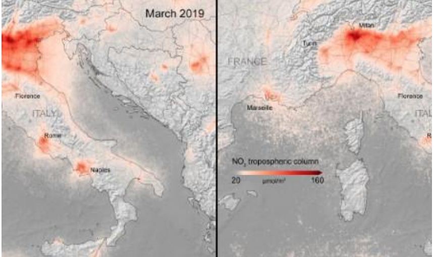 Citra satelit milik ESA di atas Spanyol, Italia, dan Perancis. (Foto:Reuters)