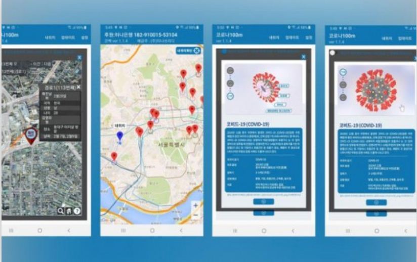 Aplikasi pelacak virus corona di Korea Selatan. (Foto; Google Play Store)