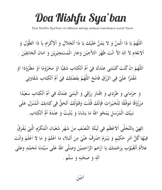 Doa malam Nishfu Sya’ban