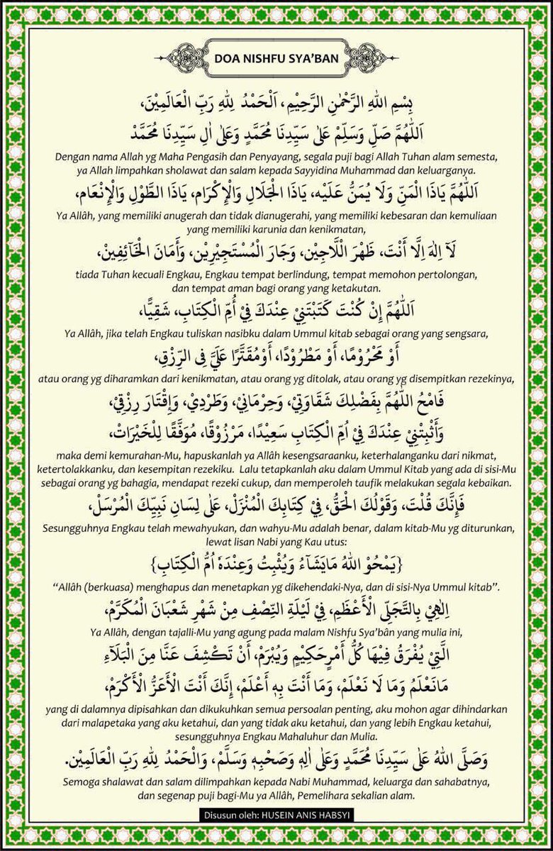 Doa malam Nishfu Sya’ban