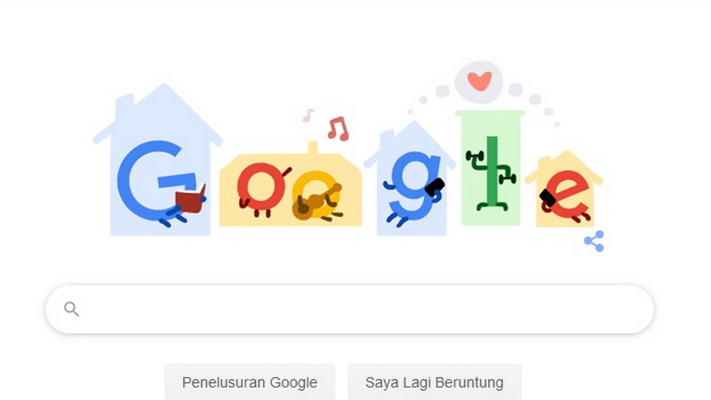 Google Doodle sempat menyerukan aktivitas di rumah saja selama pandemi corona. (Foto: Google)