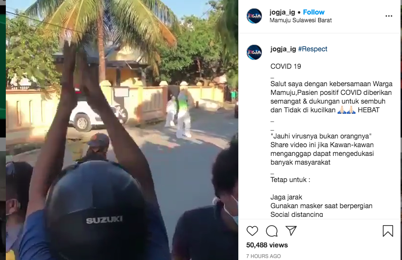 Ilustrasi pemberian semangat oleh warga (Foto: akun Instagram @jogja_ig)