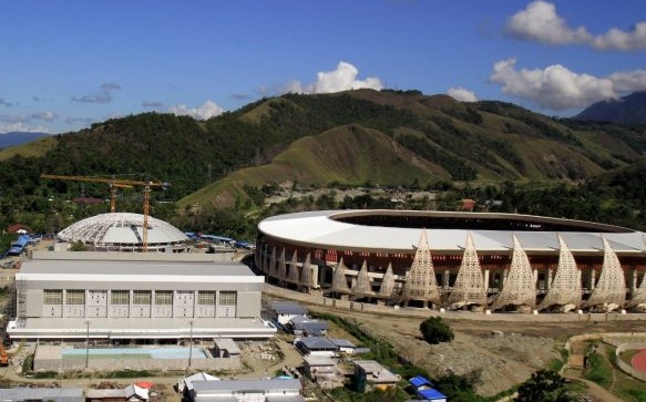 Suasana lokasi Venue Pon 2020 Papua, Kampung Harapan, Sentani, Jayapura, Papua. Foto: (Ant)