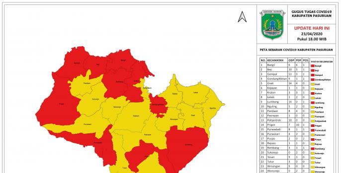 Sebaran kasus covid-19 di Pasuruan. (Foto: Dok Humas)