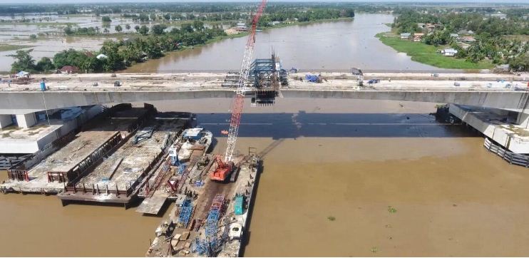 Pembangunan Jembatan Ogan capai 98 persen. (Foto/Kementerian PUPR)