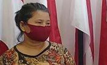 Ibu Erlina Boru Sihombing, di Mapolda Sumut. (Foto:Antara)