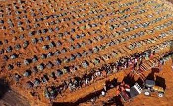 Tempat pemakaman korban COVID-10 yang ada di Brazil. difoto dari udara hari Jumat lalu. (Foto:Reuters)