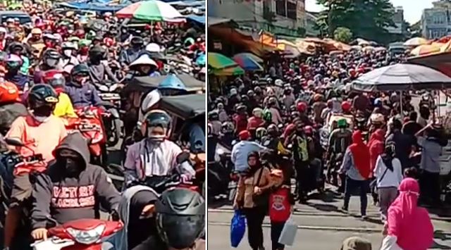 Warga Bogor seolah tak takut pandemi corona dengan berkerumun di Pasar Anyar Bogor. Para pembeli dan pedagang luber di lokasi pasar. (Foto: YouTube)