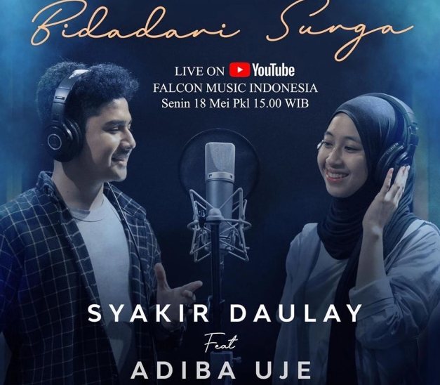 Cover duet single lagu Bidadari Surga antara Syakir Dulay dan Adiba, putri mendiang Ustadz Jeffry Al Buchori. (Foto: Falcon Picture). 