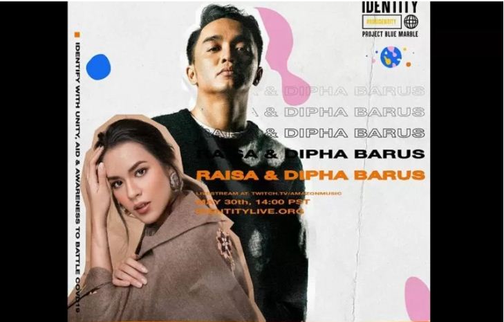 Poster Raisa dan Dipha Barus dalam konser #Ouridentity. (Antara)