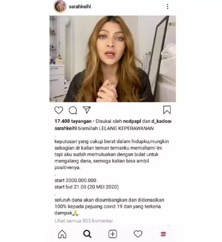 Video unggahan Sarah Salsabila di Instagram telah dihapus oleh pemiliknya. (Foto: Instagram)