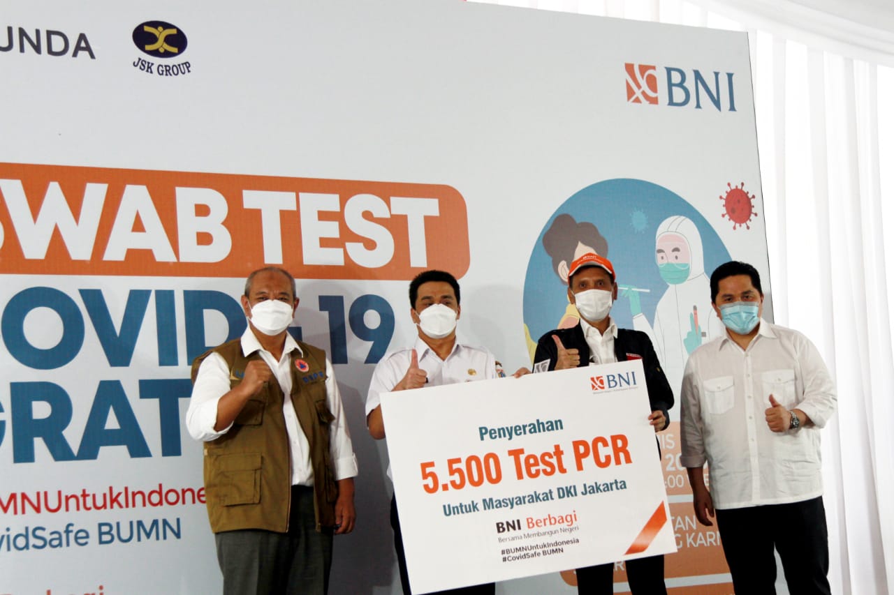 PT Bank Negara Indonesia (Persero) Tbk (BNI) berkolaborasi dengan jaringan Rumah Sakit Bunda dan JSK Group menggelar swab test covid-19 secara gratis untuk 30.000 peserta. (Foto: BNI)