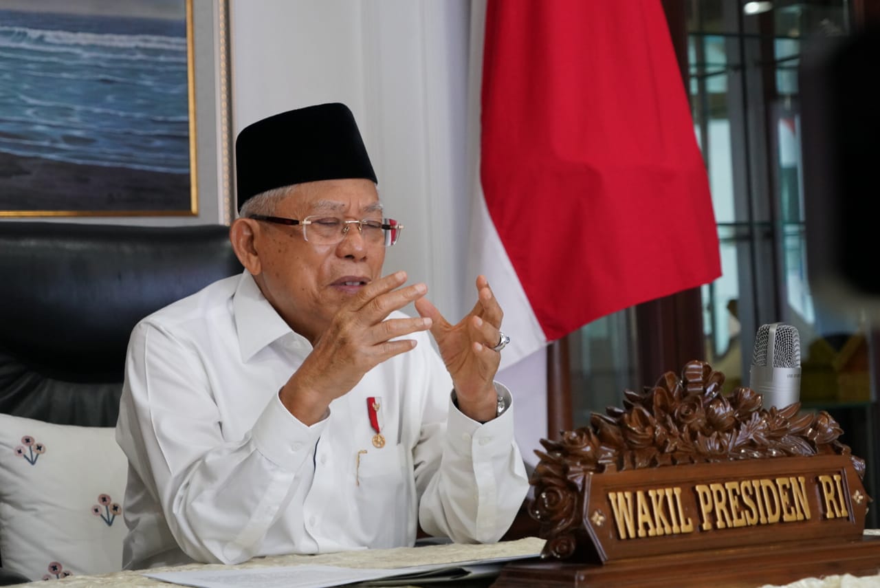 Wapres KH Ma'ruf Amin menyampaikan tausiah  di akhir Ramadhn Jumat 22 Mei 2020. ( Foto: Setwapres).