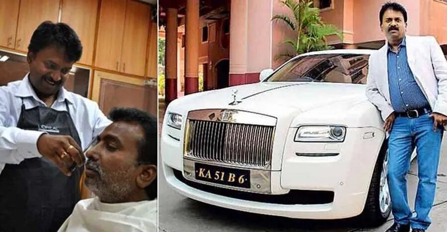 Ramesh Babu, tukang cukur yang yang memiliki ratusan mobil mewah di India. (Foto: Instagram) 