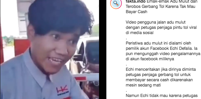 Petugas tol kesal pada pengguna ibu-ibu yang menerobos (Foto: Dok @fakta.indo)